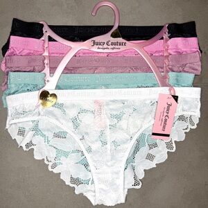 Juicy Couture Women's Lace Cheeky‎ Panties - Black, Pink, Mauve, Teal, White